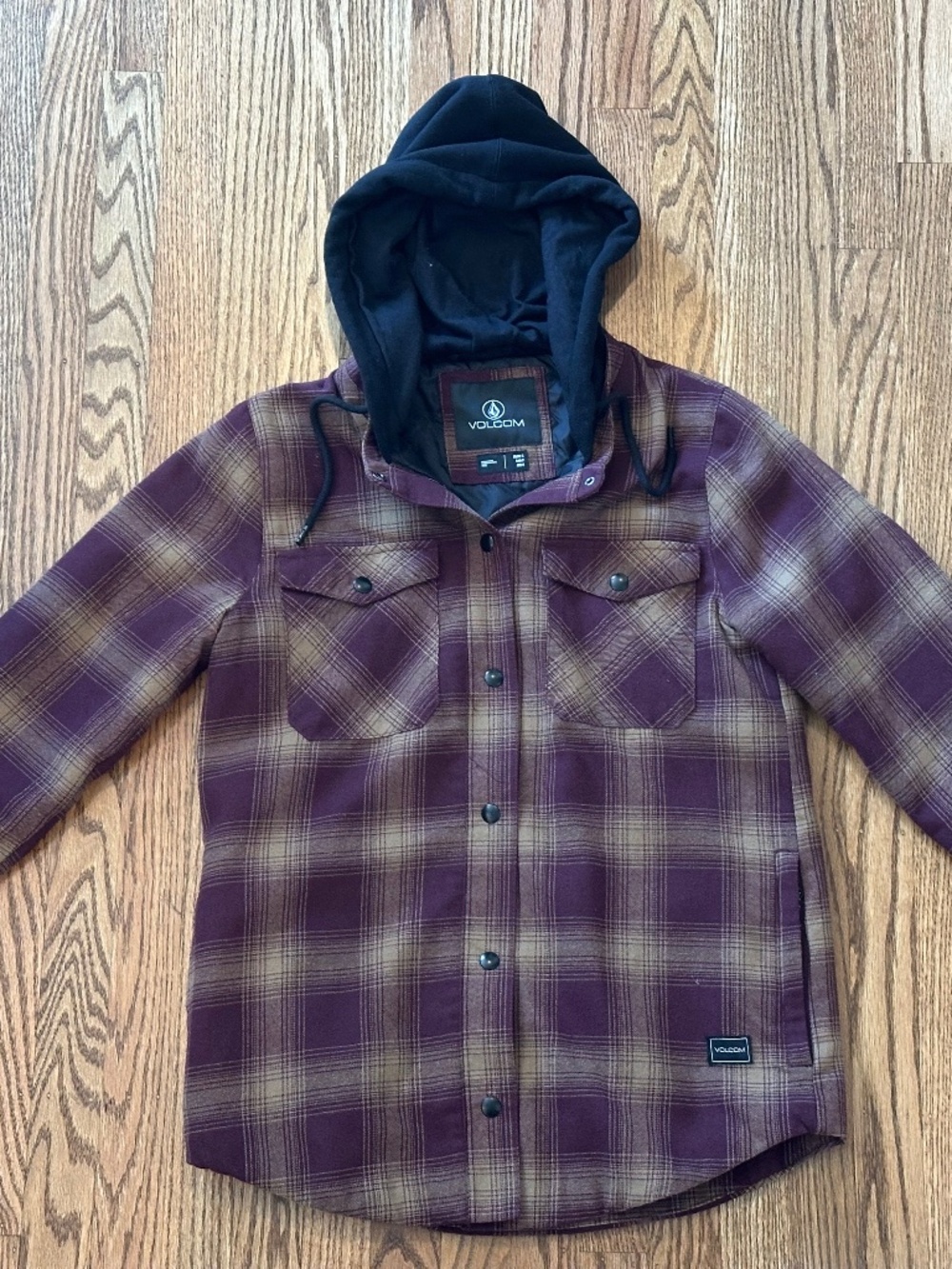 Volcom - Women’s Purple Plaid Hooded Jacket - Small